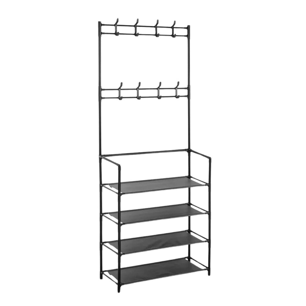 SAPATEIRA ORGANIZADORA COM GANCHOS; MATERIAL: PP, FERRO E TNT