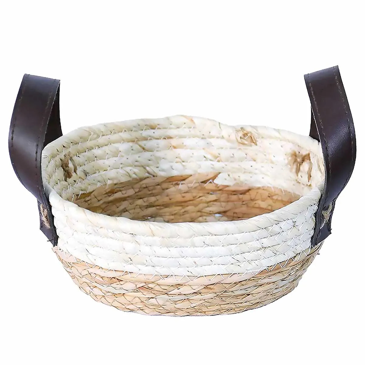 CESTO DE FIBRA NATURAL C/ ALCA 22X17X10 CM MOCCA