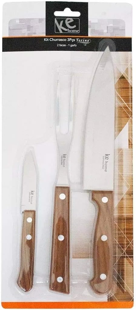 KIT CHURRASCO (3PCS) 2FACA E GARFO