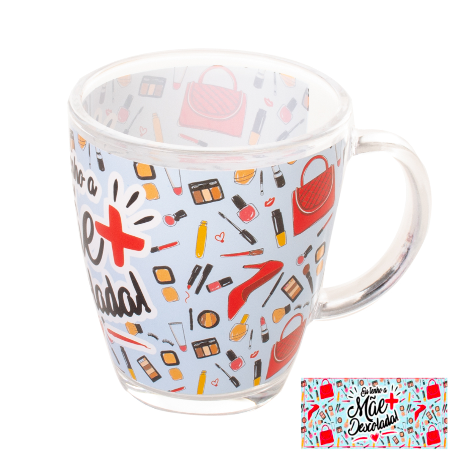 CANECA / XÍCARA VIDRO 380 ML DECORADA MÃE DDM