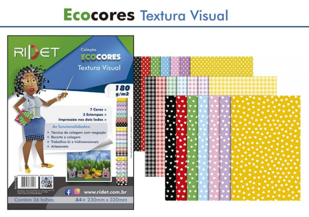 Bloco Criativo Textura Visual 180g 7 Cores 36 Fls Ridet