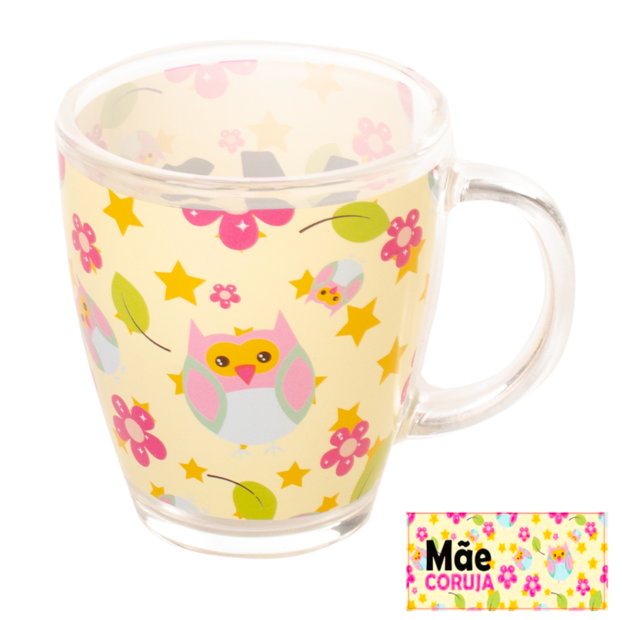 CANECA / XÍCARA VIDRO 380 ML DECORADA MÃE DDM