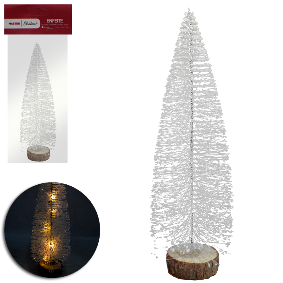 ENFEITE DE MESA ÁRVORE BRANCA COM LED