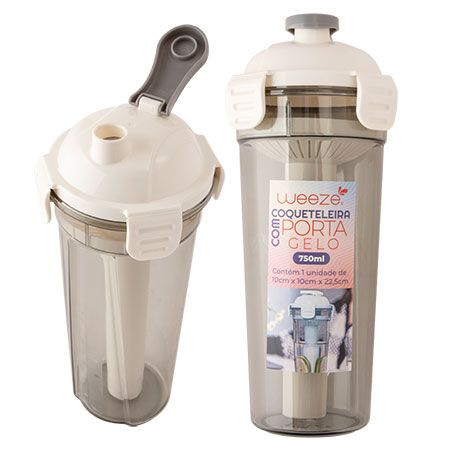 COQUETELEIRA PORTA GELO 670ML PLASTICO PP E PC 10CM X 10CM X 22,5CM