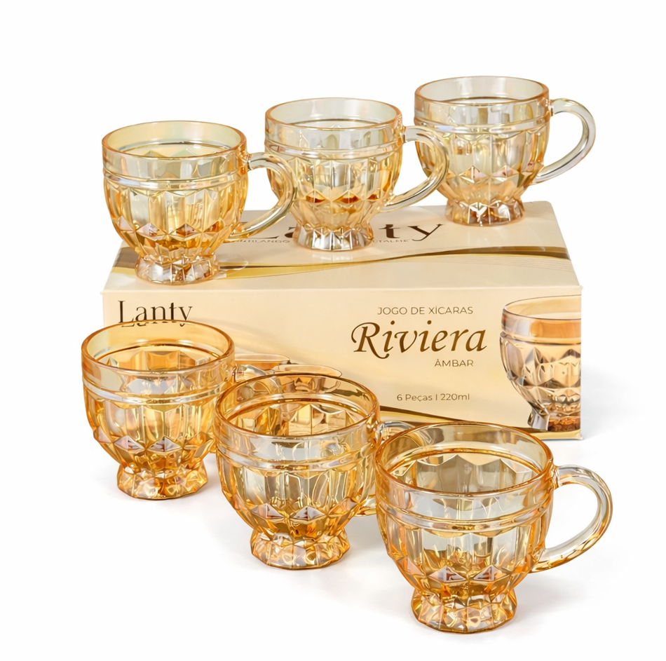 CONJ DE 6 XÍCARAS RIVIERA ÂMBAR 220ML