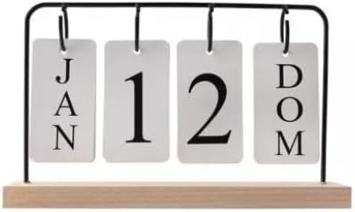CALENDARIO PERMANENTE FERRO, MADEIRA E PAPEL CARTAO 26,5CM X 4,5CM X 16CM