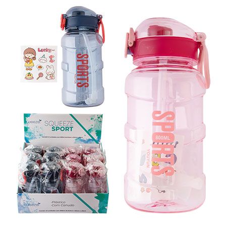 GARRAFA SPORT 800ML PLASTICO PP E PC 8,5CM X 8,5CM X 20CM