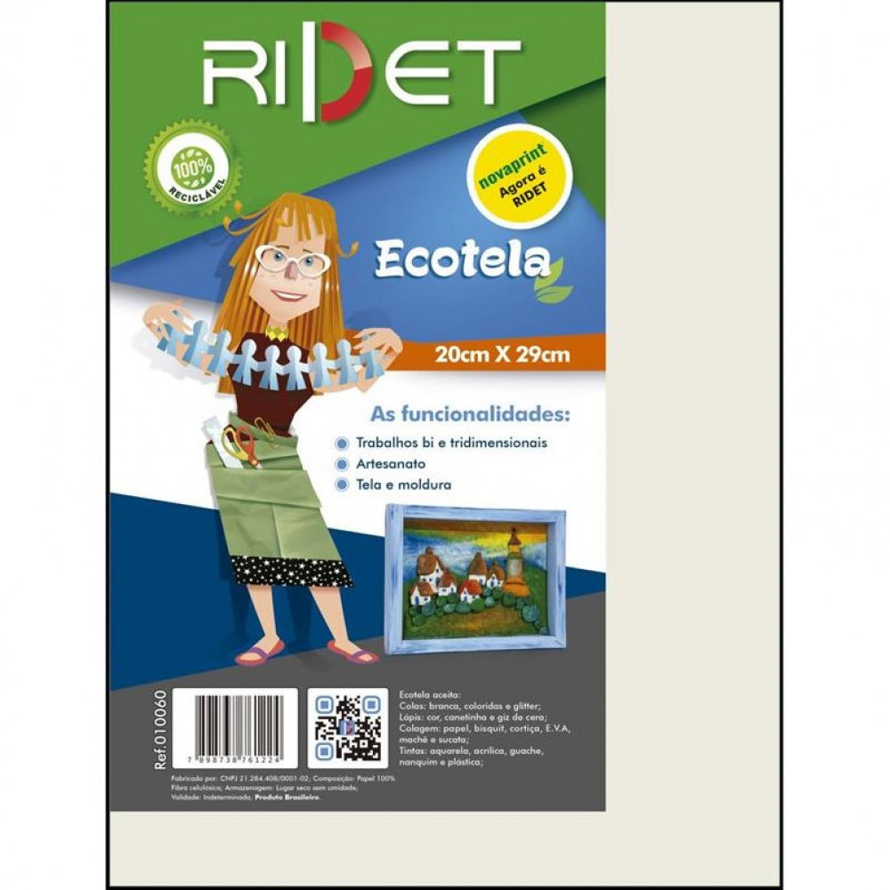 TELA PAINEL PARA PINTURA ECOTELA EM FOLHAS 29 cm x 20 cm - RIDET