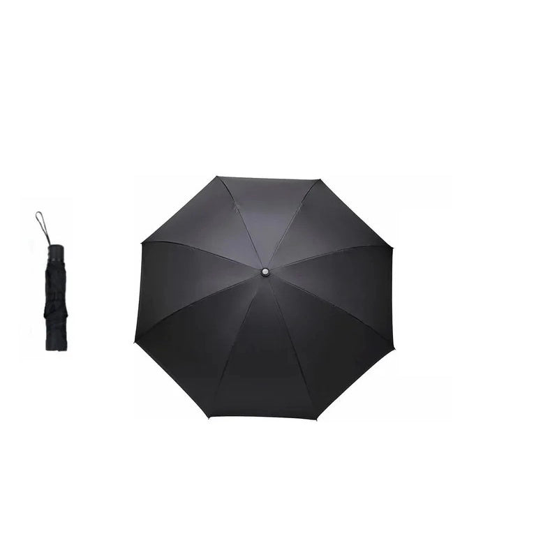 GUARDA CHUVA COM ABERTURA MANUAL, TECIDO EM POLIESTER, CABO E ACABAMENTOS EM ACO INOX, PP E VELCRO E