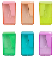 APONTADOR PLASTICO COLETOR RETANGULAR CORES PASTEL