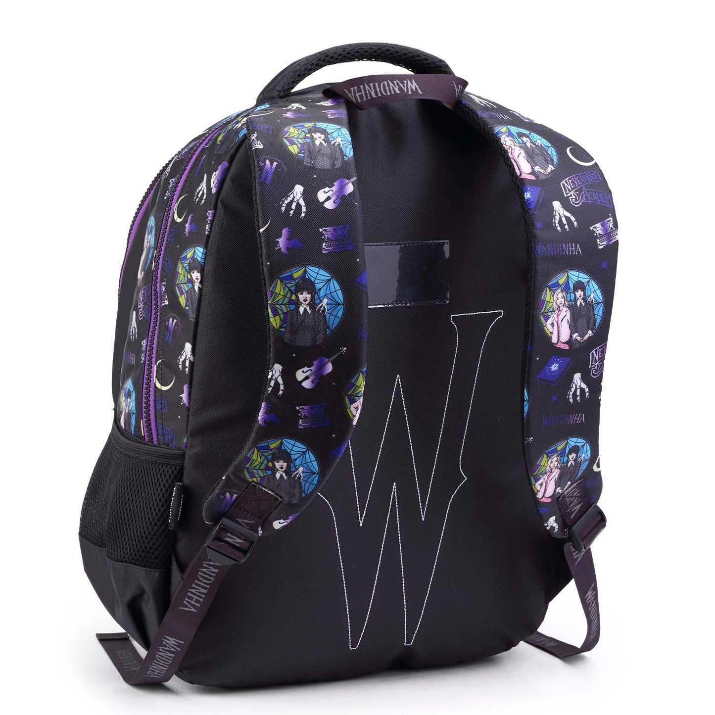 MOCHILA DE COSTAS WANDINHA E ENID COM GLITTER