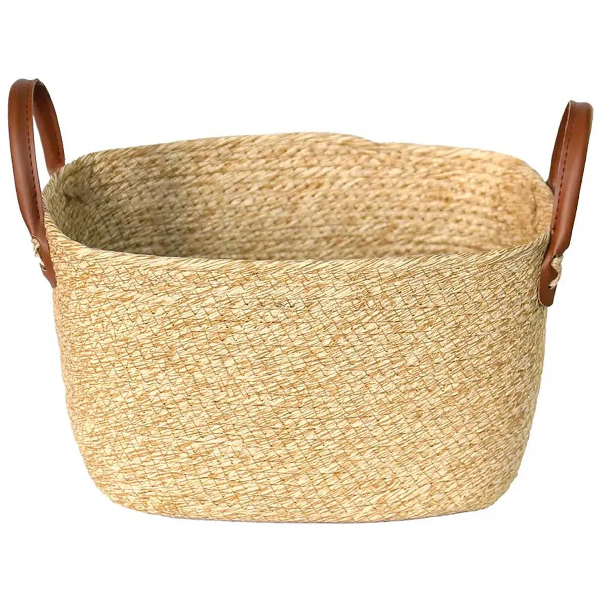 CESTO DE FIBRA NATURAL C/ALCA 30X21X18 CM MOCCA