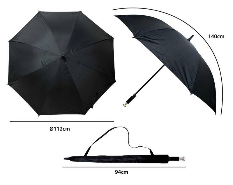 GUARDA CHUVA COM ABERTURA AUTOMATICA, TECIDO EM 100% POLIESTER, CABO E ACABAMENTOS