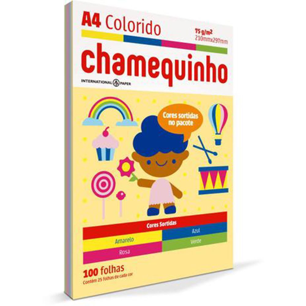 PAPEL CHAMEQUINHO COLORIDO 4 CORES