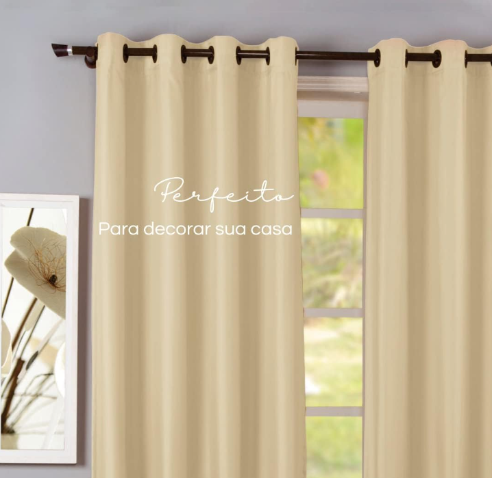 Cortina Havaí Para Sala Quarto Janela Decoração 2,30m x 1,80m Poliéster 2 Folhas