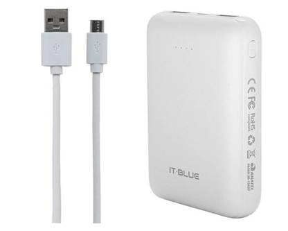 MAX-0529 - Carregador Portátil 2x USB - 5.000mAh - (It Blue) - Branco