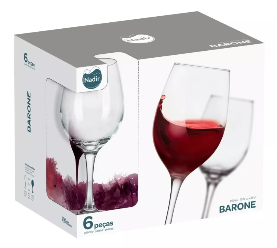 CONJUNTO 6 TAÇAS BARONE VINHO 385 ML