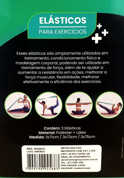 Elástico para exercícios 3 peças