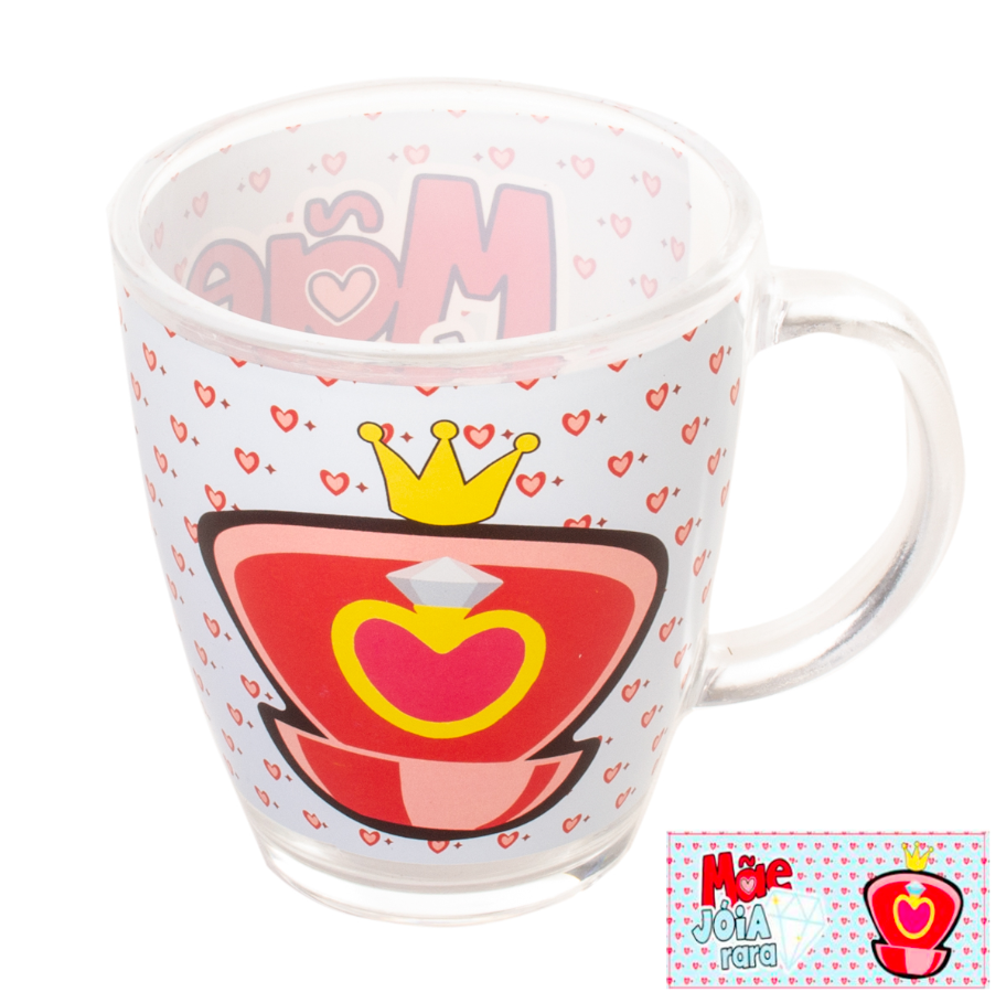 CANECA / XÍCARA VIDRO 380 ML DECORADA MÃE