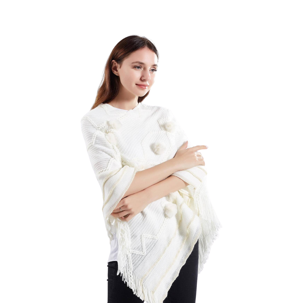 PONCHO COM POMPOM