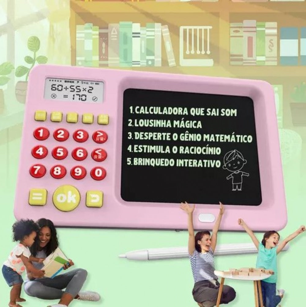 Lousa Mágica Tablet Com Calculadora Para Crianças 2 Em 1