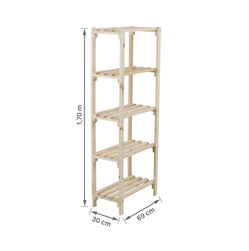 ESTANTE5 PRATELEIRAS MADEIRA  1,70 X 30 X 60 CM
