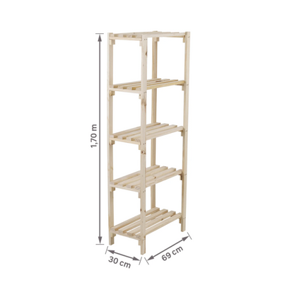 ESTANTE5 PRATELEIRAS MADEIRA  1,70 X 30 X 60 CM