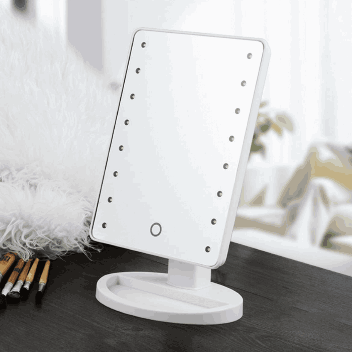 Espelho De Mesa C/ Led Portátil Maquiagem Camarim Articulado Cor Da Moldura Branco