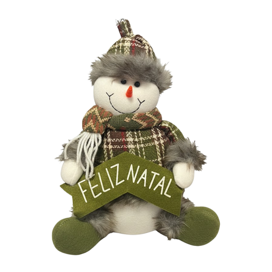 ENFEITE NATALINO BONECO SENTADO XADREZ/VD