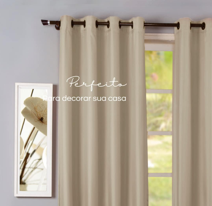 Cortina Havaí Para Sala Quarto Janela Decoração 2,30m x 1,80m Poliéster 2 Folhas