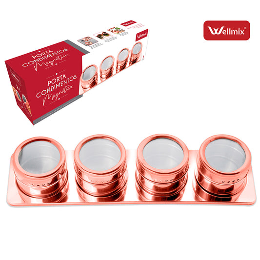 PORTA CONDIMENTOS INOX MAGNETICO 4 POTES