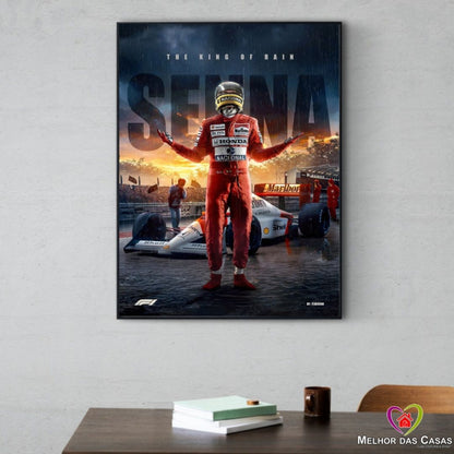 Quadro Decorativo Ayrton Senna The King Of Rain - Canvas 62x92