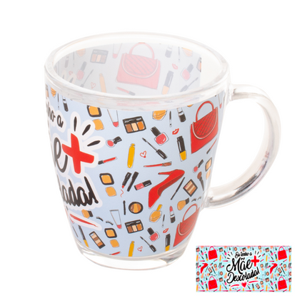 CANECA / XÍCARA VIDRO 380 ML DECORADA MÃE