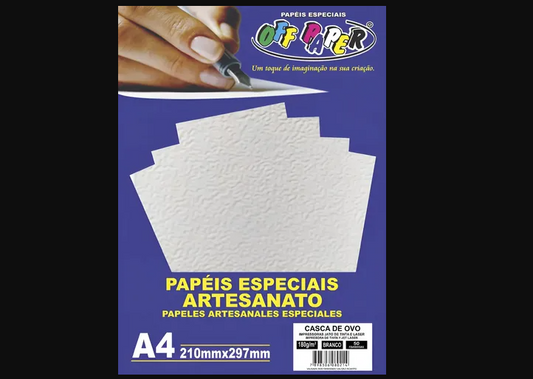 PAPEL CASCA DE OVO 180g/m² BRANCO 50 folhas