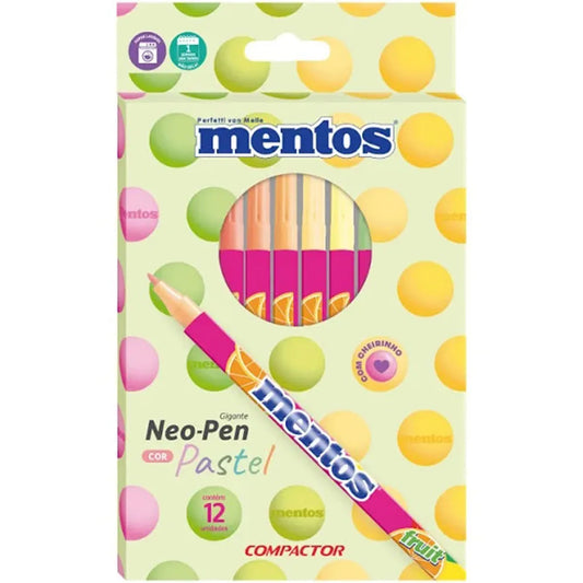 HIDROGRAFICA NEO PEN GIGANTE MENTOS C/12 CORES PASTEIS