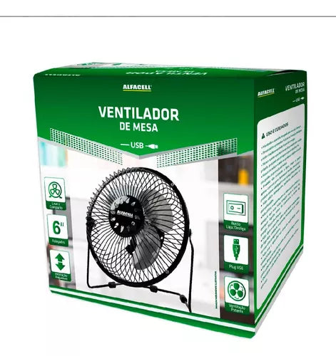 VENTILADOR DE MESA USB 6 POLEGADAS 19CM