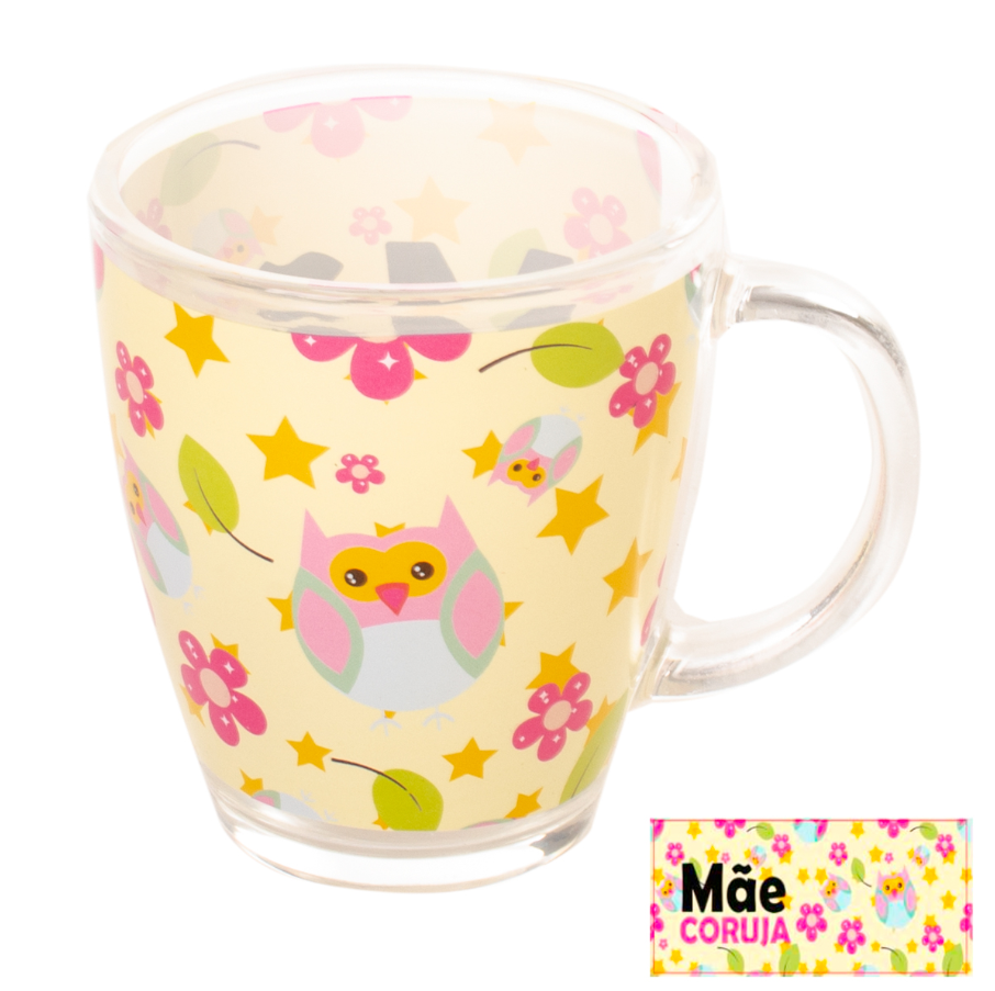 CANECA / XÍCARA VIDRO 380 ML DECORADA MÃE