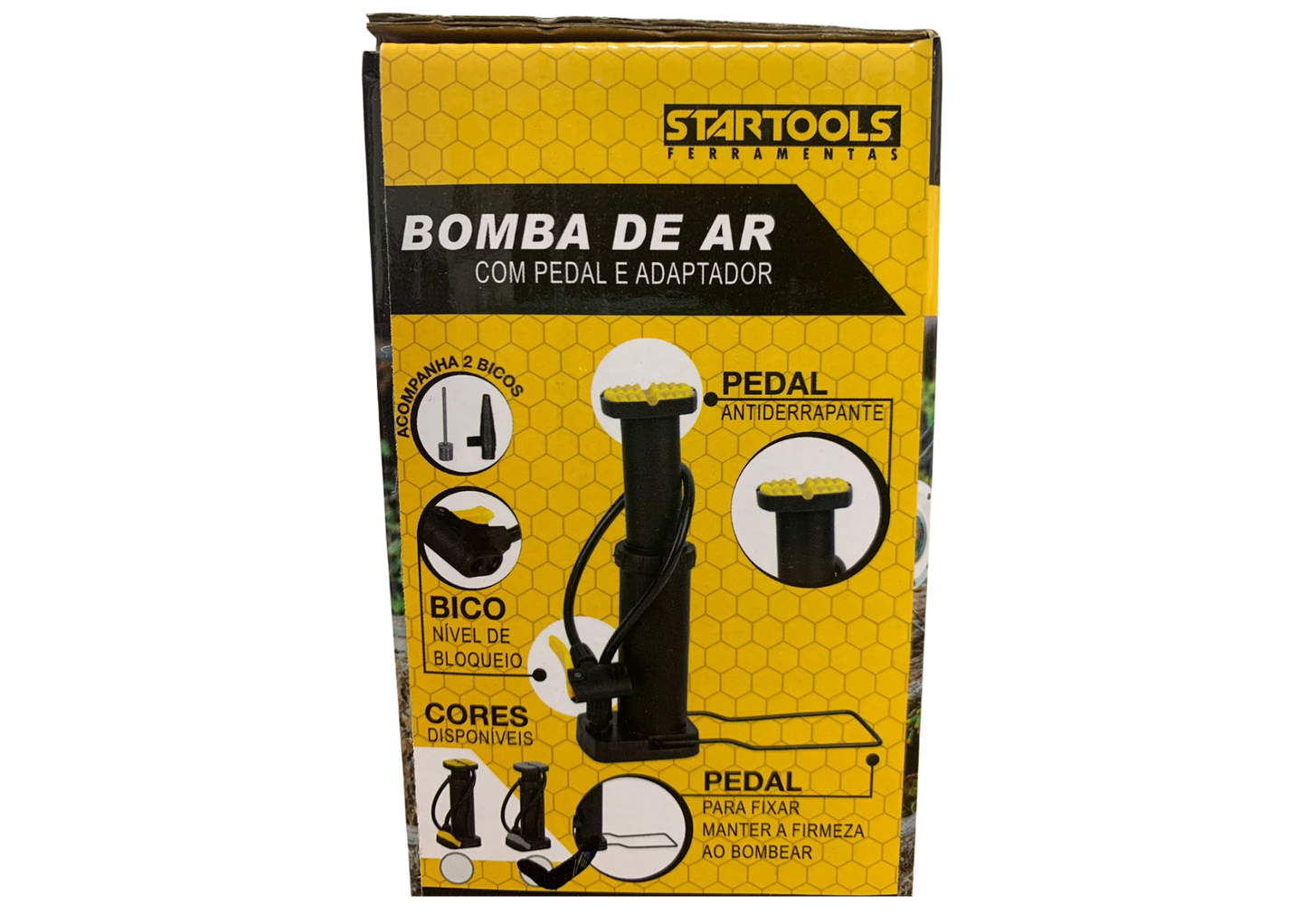 AR0604 - BOMBA DE AR MANUAL COM PEDAL E ADAPTADOR 2 BICOS