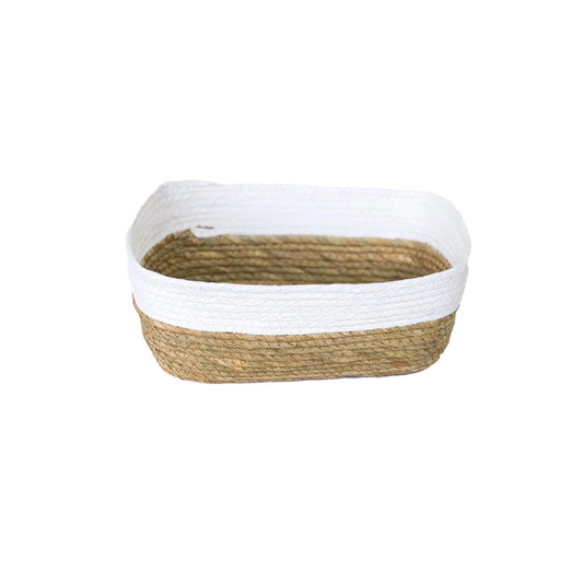CESTO DE FIBRA NATURAL 30X23X11 CM BRANCO