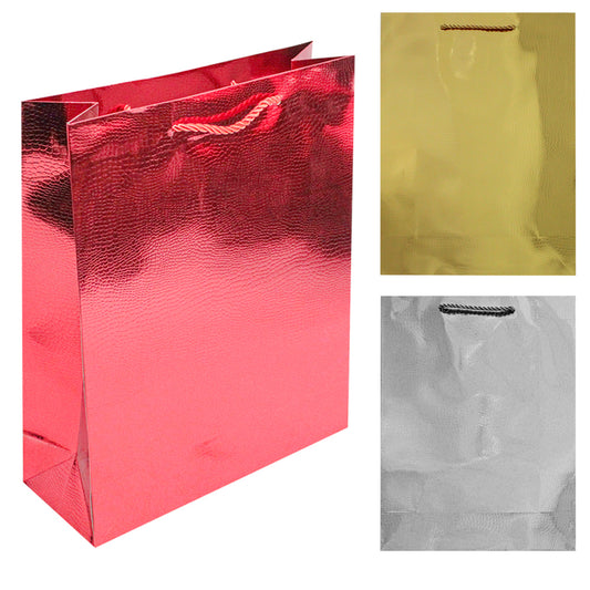 SACOLA PARA PRESENTE LUXO JACARE METALIZADO 32X26X10CM