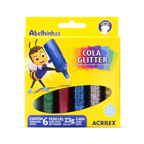 Cola glitter com 6 cores