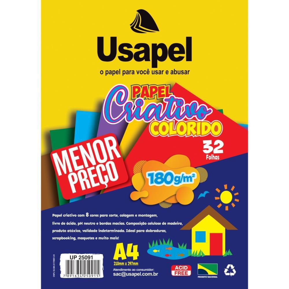 USAPEL PAPEL CRIATIVO 8CORES 180G