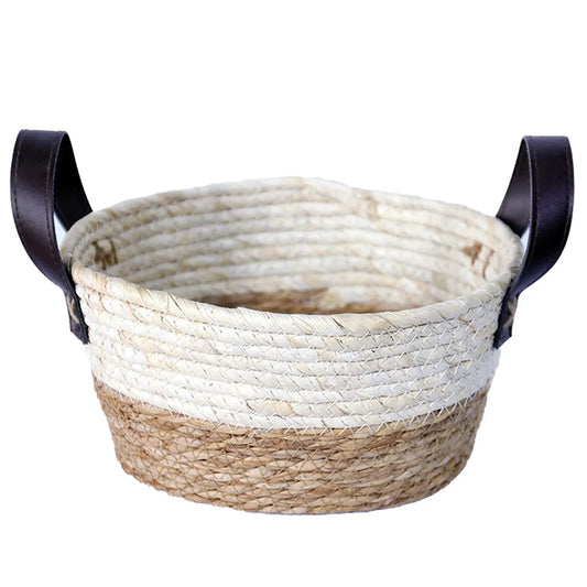CESTO DE FIBRA NATURAL C/ ALCA 28X23X15 CM MOCCA