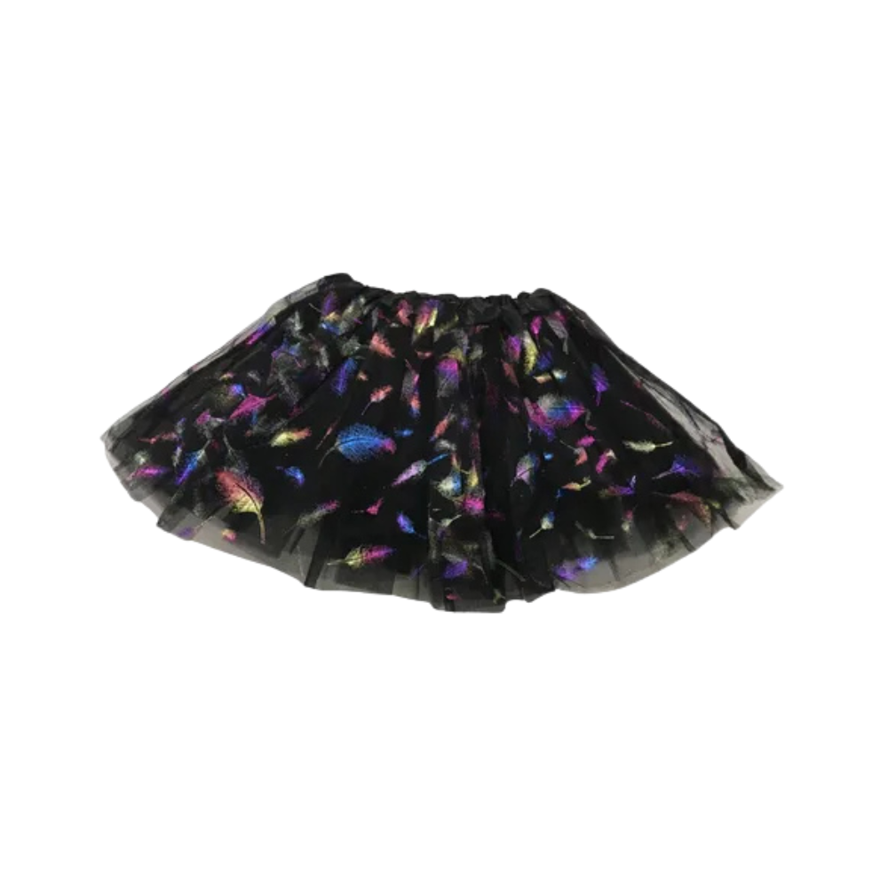 SAIA TULE ESTAMPADA COM PENAS