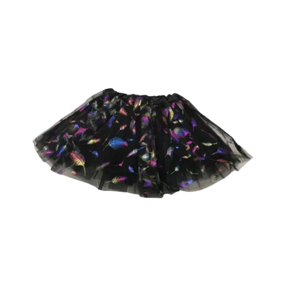 SAIA TULE ESTAMPADA COM PENAS