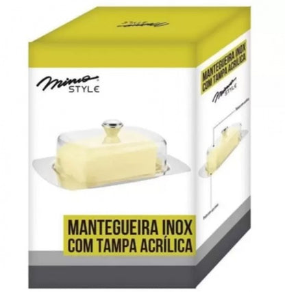 Manteigueira Inox Com Tampa de acrílico