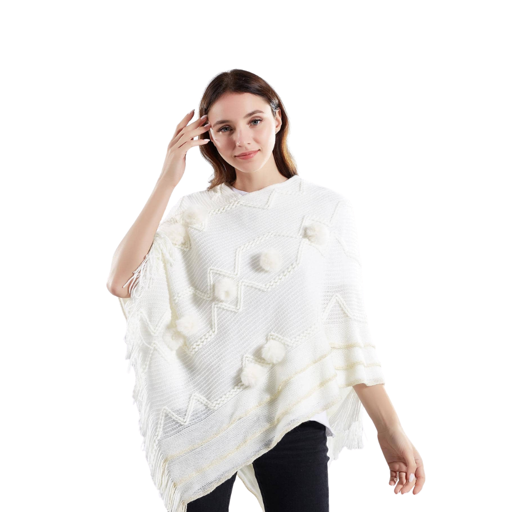 PONCHO COM POMPOM