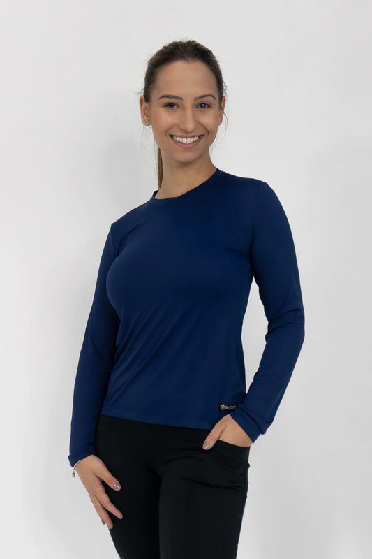 CAMISETA FEMININA TERMICA ATOALHADA AZUL HR