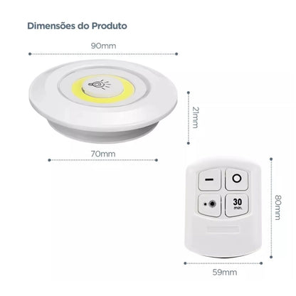 Luminária Kit 3 Lâmpada Led Spot Sem Fio Controle Remoto