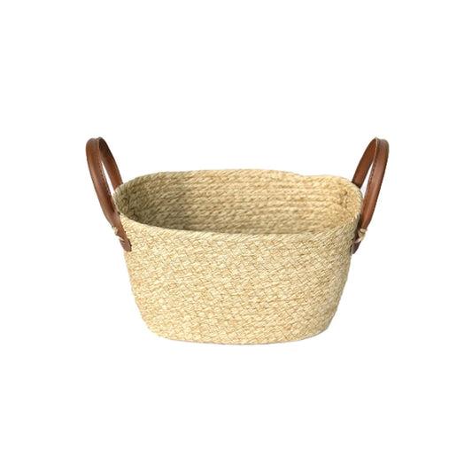 CESTO DE FIBRA NATURAL C/ ALCA 25X16X15 CM MOCCA